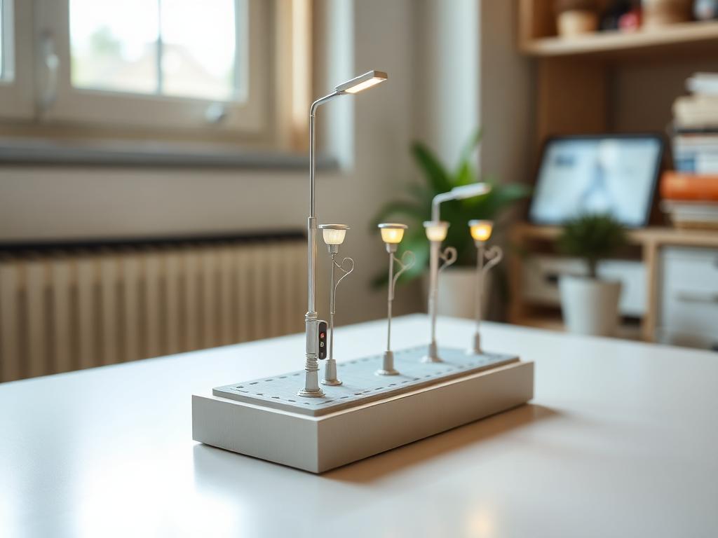 Miniature street light model with light sensor automation